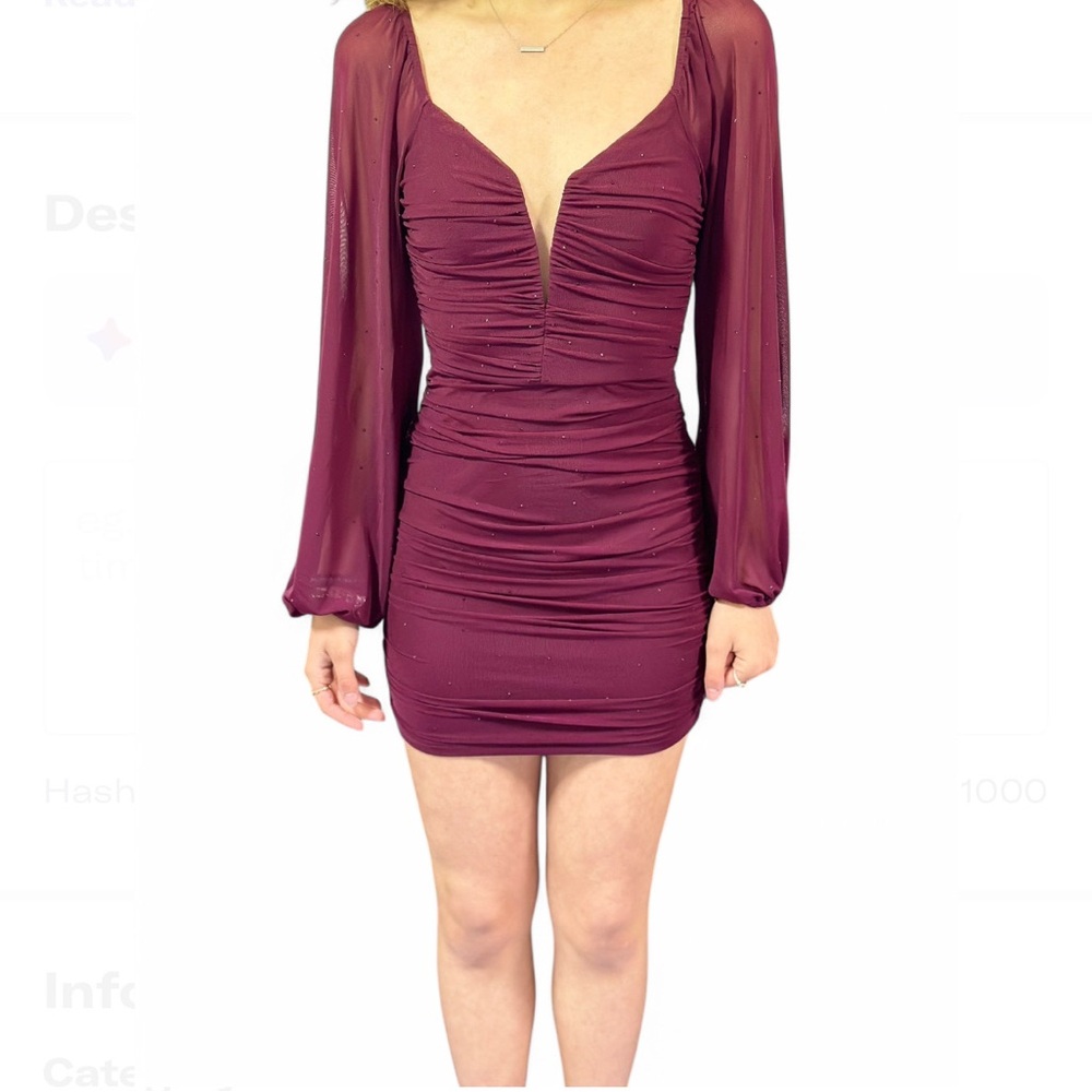 Elegant Burgundy Long Sleeve Dress